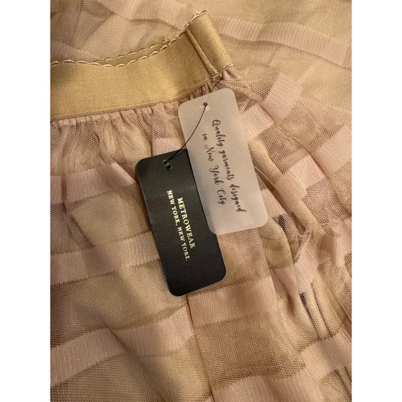 Metrowear Mesh Overlay Skirt Beige Med A-Line Midi Sheer Layered Party Feminine - Picture 4 of 5